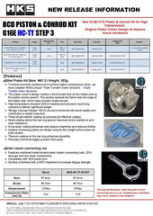 HKS - HKS BCD PISTON + CONROD KIT G16E HC-TT S3 - Demon Performance