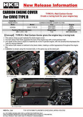 HKS - HKS Honda Civic Type R (FL5/FK8) Dry Carbon Fiber Engine Cover - Demon Performance