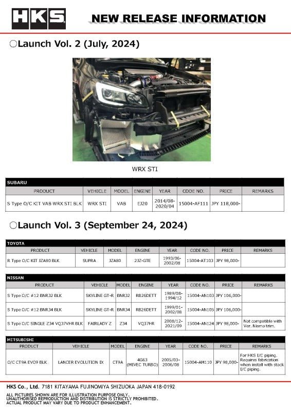 HKS - HKS S Type O/C KIT ZN6/ZC6 for S/C BLK - Demon Performance