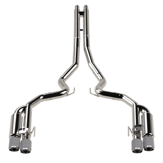 Kooks Headers - Kooks 18 - 24 Ford Mustang GT 5.0 3in. Valved Shotgun Cat - Back Exhaust - Carbon Tips - Demon Performance