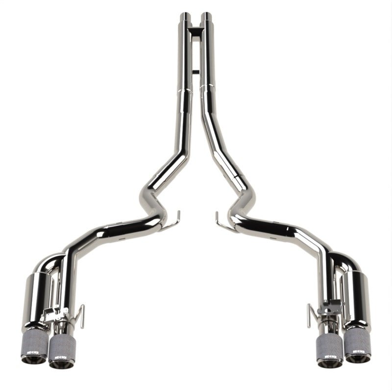 Kooks Headers - Kooks 18 - 24 Ford Mustang GT 5.0 3in. Valved Shotgun Cat - Back Exhaust - Carbon Tips - Demon Performance