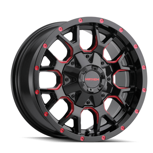 Mayhem - Mayhem 8015 Warrior 18x9 / 6x135 BP / 18mm Offset / 106mm Hub Black w/ Prism Red Wheel - Demon Performance