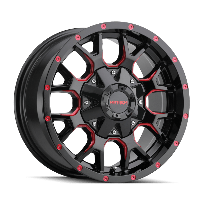 Mayhem - Mayhem 8015 Warrior 18x9 / 6x135 BP / 18mm Offset / 106mm Hub Black w/ Prism Red Wheel - Demon Performance