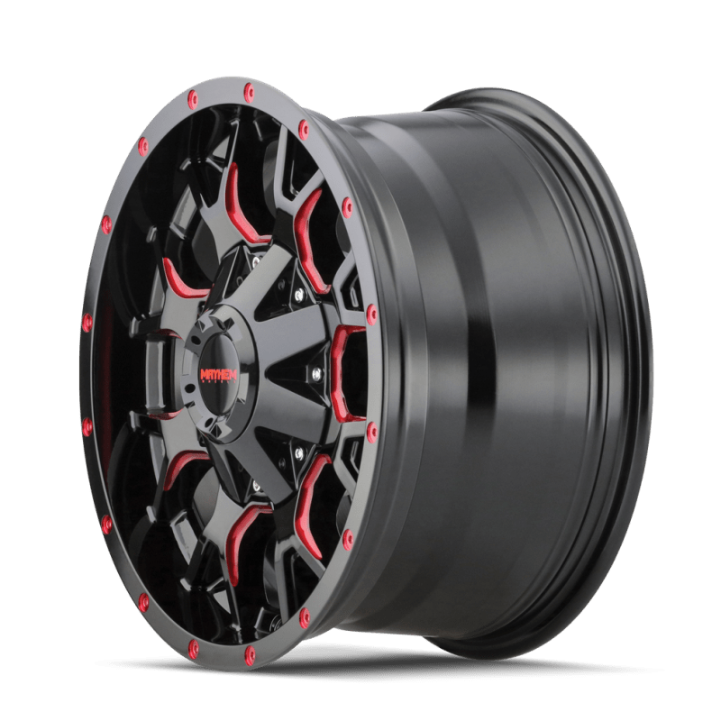 Mayhem - Mayhem 8015 Warrior 18x9 / 6x135 BP / 18mm Offset / 106mm Hub Black w/ Prism Red Wheel - Demon Performance