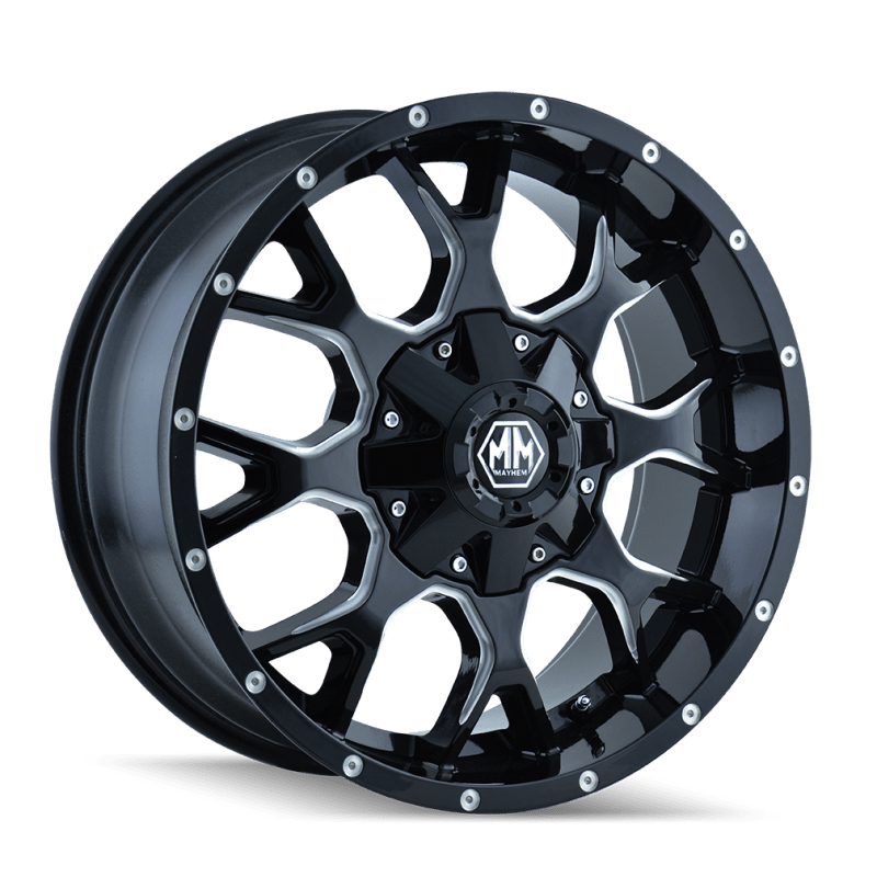 Mayhem - Mayhem 8015 Warrior 20x9 / 6x135 BP / 18mm Offset / 106mm Hub Black w/ Milled Spokes Wheel - Demon Performance