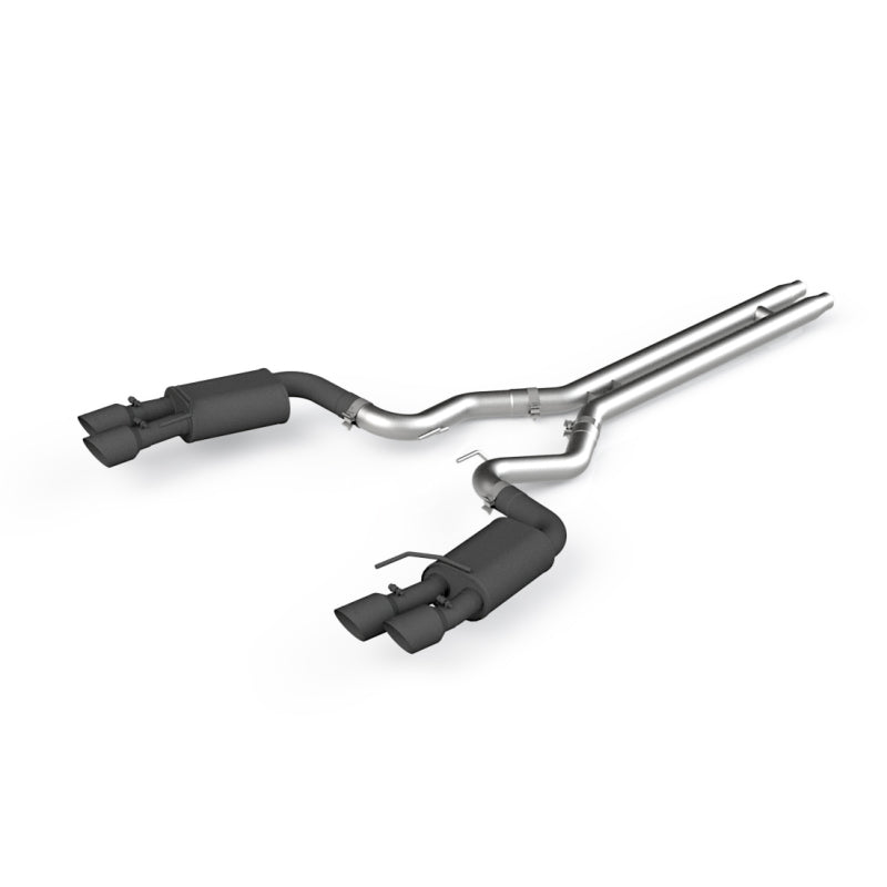 MBRP - MBRP 18 - 19 Ford Mustang GT 5.0 3in Dual Split Rear Cat Back w/ Quad 4in Dual Wall Tips - Black Coated - Demon Performance