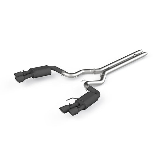 MBRP - MBRP 18 - 19 Ford Mustang GT 5.0 3in Dual Split Rear Cat Back w/ Quad 4in Dual Wall Tips - Black Coated - Demon Performance