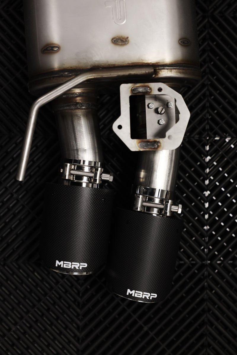 MBRP - MBRP 18 - 22 Ford Mustang 2.3L Ecoboost 3in Cat - Back Exhaust w/ Quad Carbon Fiber SS Tips - T304 - Demon Performance