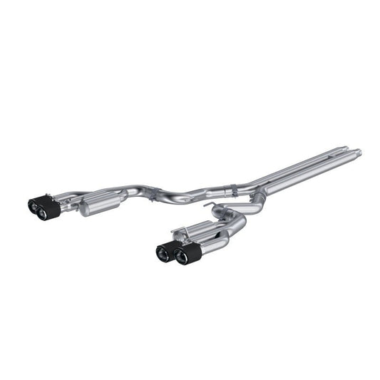 MBRP - MBRP 18 - 22 Ford Mustang GT 5L T304 SS 3in Cat - Back Dual Rear w/4in Quad Carbon Fiber Tips (Race) - Demon Performance