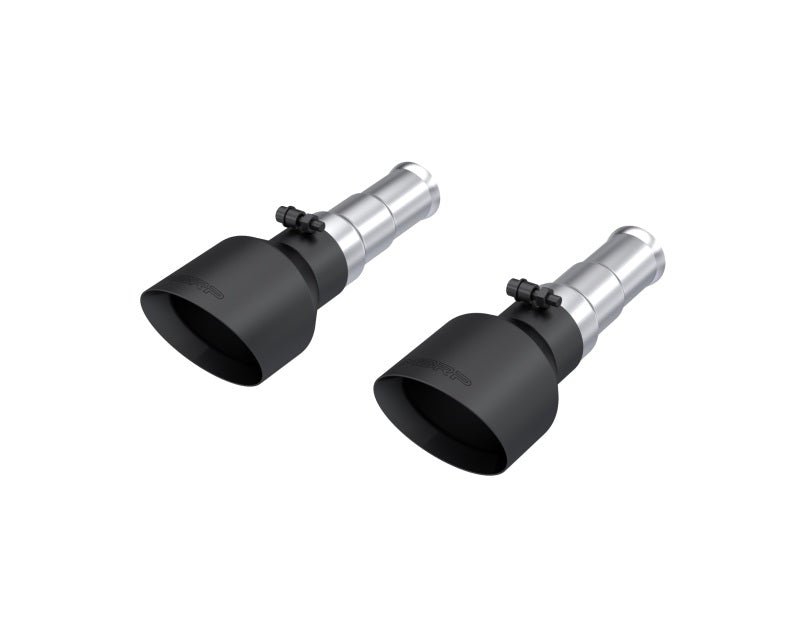 MBRP - MBRP 19 - 24 Ram 1500 5.7L Hemi 3in Inlet 5in OD Dual Wall Angle Cut T304 BLK Tips - Pairs - Demon Performance