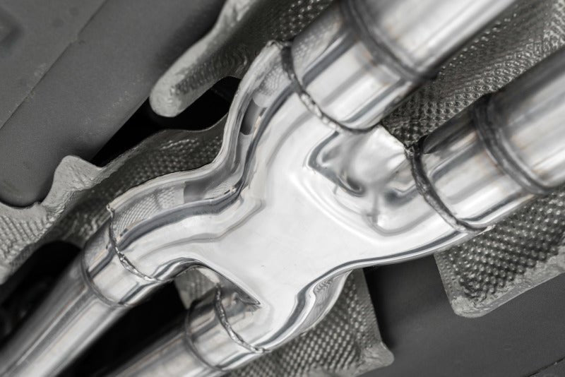 MBRP - MBRP 2015+ Dodge Challenger 3.6L SS 2.5in Quad Tip Split Rear Exit w/ Carbon Fiber Tips - T304 - Demon Performance