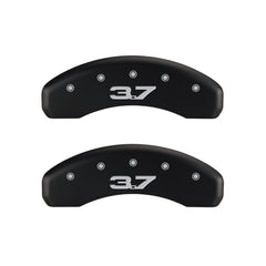 MGP - MGP 4 Caliper Covers Engraved Front 2015/Mustang Engraved Rear 2015/37 Red finish silver ch - Demon Performance