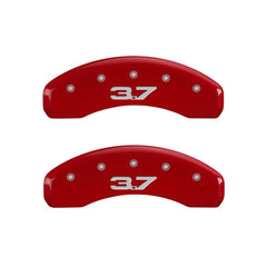 MGP - MGP 4 Caliper Covers Engraved Front 2015/Mustang Engraved Rear 2015/37 Red finish silver ch - Demon Performance