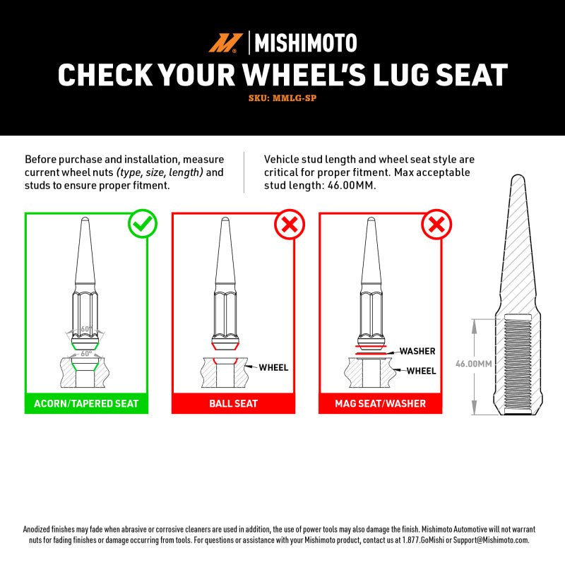 Mishimoto - Mishimoto Mishimoto Steel Spiked Lug Nuts M14 x 1.5 24pc Set Blue - Demon Performance