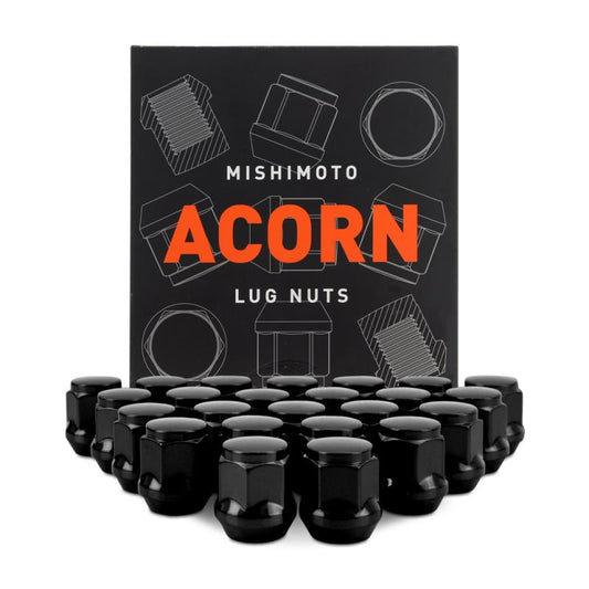Mishimoto - Mishimoto Steel Acorn Lug Nuts M14 x 1.5 - 24pc Set - Black - Demon Performance