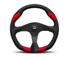 MOMO - Momo Retro Steering Wheel 360 mm - 4 Black Leather/Wht Stitch/Brshd Spokes - Demon Performance
