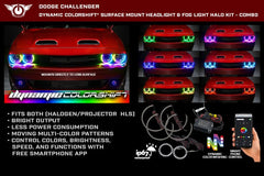ORACLE Lighting - Oracle 15 - 23 Dodge Challenger Dynamic Surface Mount Headlight/Fog Light Halo Kit COMBO - ColorSHIFT - Demon Performance