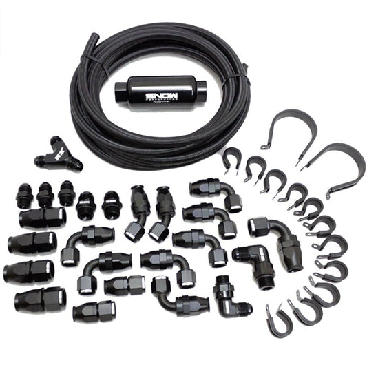 Snow Performance - Snow Performance 8AN Braided Stainless Fuel Line Kit - Black Line - Demon Performance