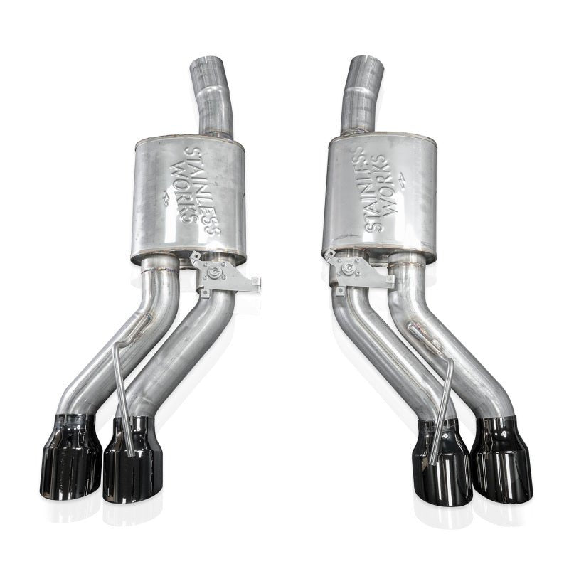 Stainless Works - Stainless Works 22-25 Cadillac CT5-V Blackwing Axleback Exhaust - Black Chrome Tips - Demon Performance