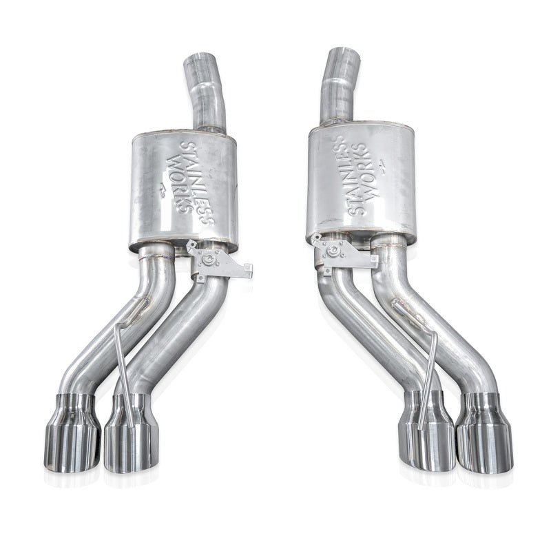 Stainless Works - Stainless Works 22-25 Cadillac CT5-V Blackwing Axleback Exhaust - Polished Tips - Demon Performance
