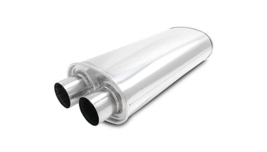 Vibrant - Vibrant Streetpower Oval Muffler 2.50in Dual Inlet/Outlet 18in Body Length - Demon Performance