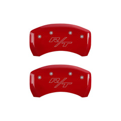 MGP 4 Caliper Covers Engrvd Front Block/Challenger Engrvd Rear Vintage Style/RT Yellow fnsh Blk ch