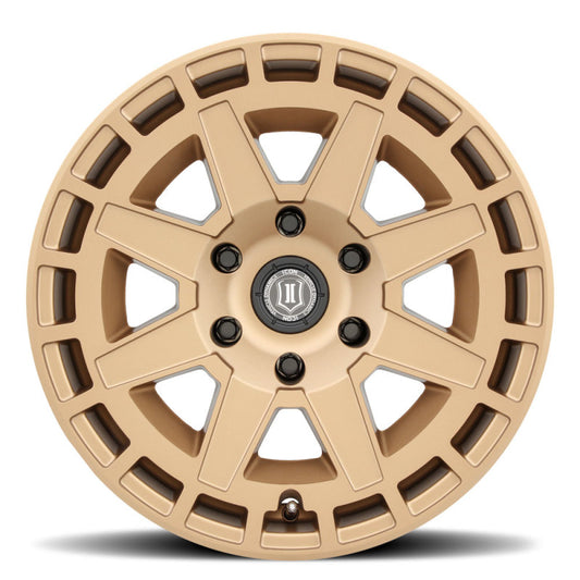 ICON Compass 17x8.5 6x5.5 0mm Offset 4.75in BS Satin Brass Wheel