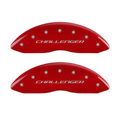MGP 4 Caliper Covers Engraved Front Block/Challenger Engraved Rear Vintage Style/RT Red fnsh slvr ch