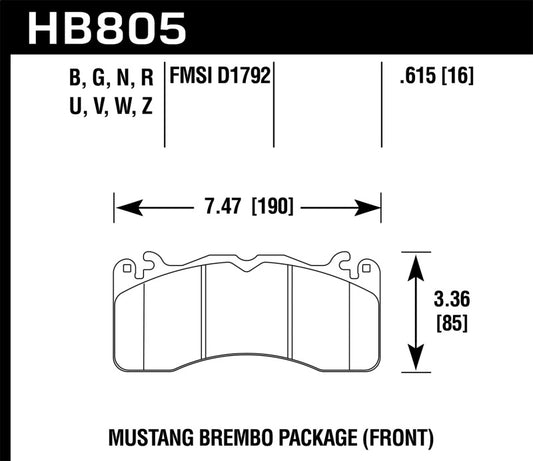 Hawk 15-17 Ford Mustang Brembo Package DTC-50 Front Brake Pads