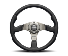 Momo Race Steering Wheel 350 mm - Black Leather/Anth Spokes