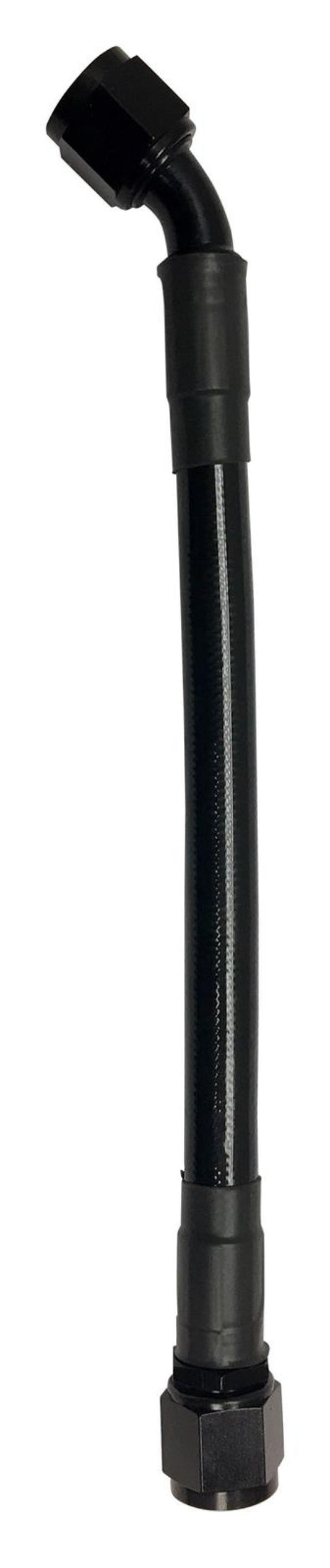 Fragola -10AN Ext Black PTFE Hose Assembly Straight x 45 Degree 10in