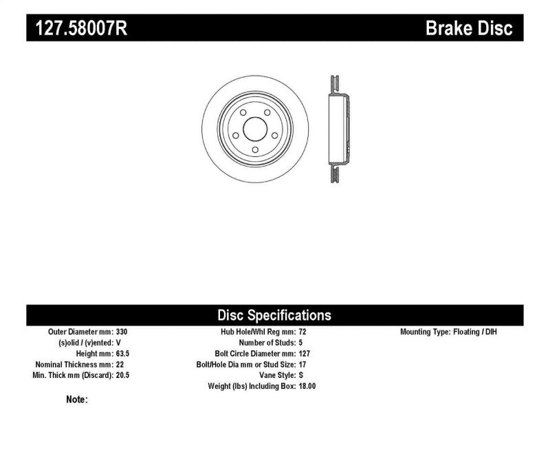 StopTech Slotted & Drilled Sport Brake Rotor 11-17 Jeep Grand Cherokee (Excludes SRT8)