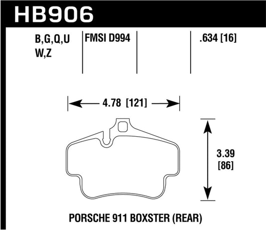 Hawk 02-10 Porsche 911 Performance Ceramic Street Rear Brake Pads