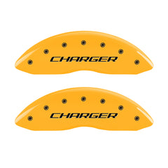 MGP 4 Caliper Covers Engraved Front Charger Rear RT Yellow Finish Black Char 2007 Dodge Charger