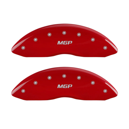 MGP 4 Caliper Covers Engraved Front & Rear Block/Charger Red finish silver ch