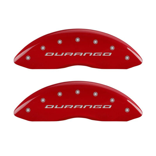 MGP 4 Caliper Covers Engraved Front & Rear With out stripes/Durango Red finish silver ch