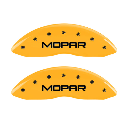 MGP 4 Caliper Covers Engraved Front & Rear MOPAR Yellow finish black ch