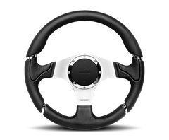 Momo Millenium Steering Wheel 350 mm - Black Leather/Black Stitch/Brshd Spokes