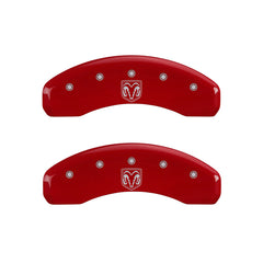 MGP 4 Caliper Covers Engraved Front RAM Engraved Rear RAMHEAD Red finish silver ch