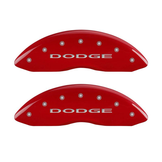 MGP 4 Caliper Covers Engraved Front Block/Challenger Engraved Rear Vintage Style/RT Red fnsh slvr ch