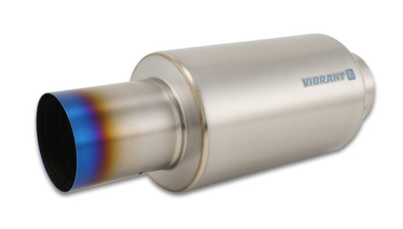 Vibrant Titanium Muffler w/Straight Cut Burnt Tip 4in Inlet / 4in Outlet