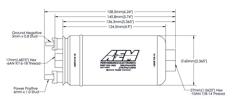 AEM - AEM 380LPH High Pressure Fuel Pump -6AN Female Out, -10AN Female In - Demon Performance