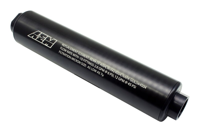 AEM - AEM Universal High Flow -10 AN Inline Black Fuel Filter - Demon Performance