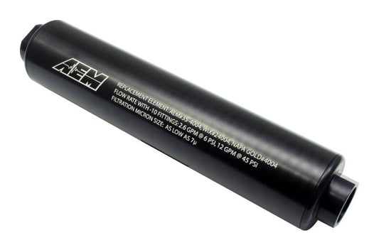 AEM - AEM Universal High Flow -10 AN Inline Black Fuel Filter - Demon Performance
