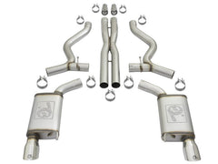 aFe - aFe MACHForce XP 3in Sport Tone Cat-Back Exhausts w/ Polished Tips 15-17 Ford Mustang V6/V8 - Demon Performance