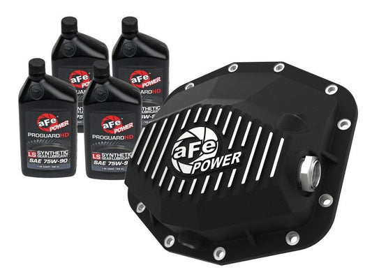 aFe - aFe POWER 21-22 Ram1500 TRX Hemi V8 6.2L PRO Series Rear Diff Cover Black w/Machined Fins & Gear Oil - Demon Performance