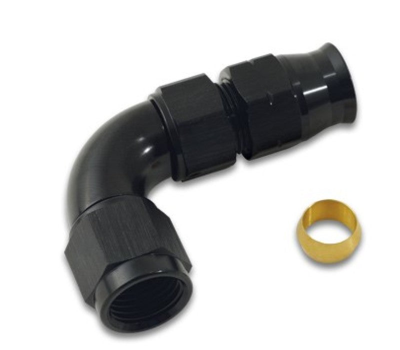 Vibrant 90 Degree 3/8in Tube to Male -6AN Flare Adapter w/ Olive Inserts