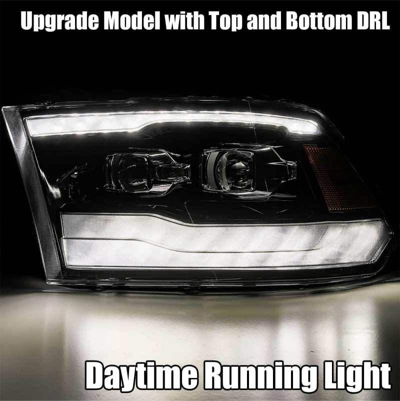 AlphaRex - AlphaRex 09-18 Dodge Ram 1500HD LUXX LED Proj Headlights Plnk Style Blk w/Activ Light/Seq Signal/DRL - Demon Performance