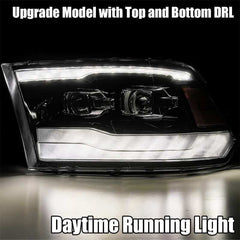 AlphaRex - AlphaRex 09-18 Dodge Ram 1500HD LUXX LED Proj Headlights Plnk Style Blk w/Activ Light/Seq Signal/DRL - Demon Performance