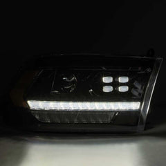 AlphaRex - AlphaRex 09-18 Dodge Ram 1500HD PRO-Series Proj Headlight Plnk Style Blk w/Chrm Acc w/Seq Signal/DRL - Demon Performance